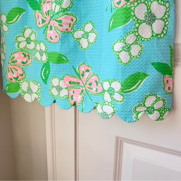 Lilly Pulitzer Nina Tootie Pink Green Scalloped Hem Floral Dress Women's Size 2 - Picture 10 of 13